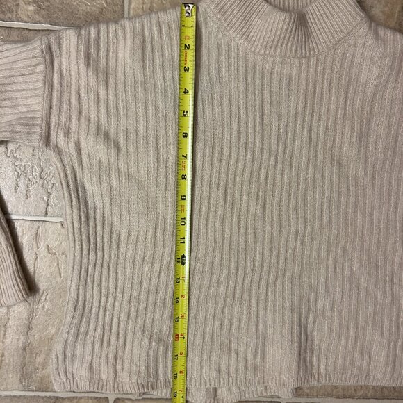 Madewell Recycled Cashmere Ribbed Mockneck Sweater Tan XXS Oversized Cozy - Picture 15 of 16